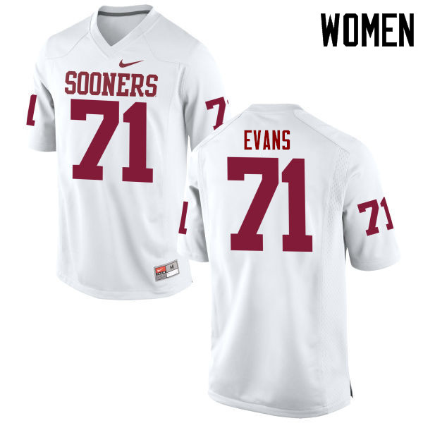 Women Oklahoma Sooners #71 Bobby Evans College Football Jerseys Game-White